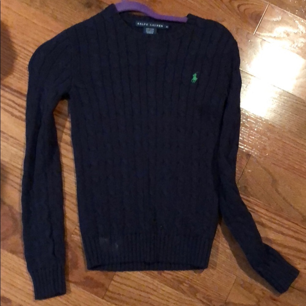 Ralph Lauren xs navy sweater w green polo emblem
